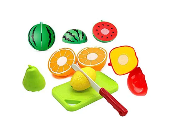 Musvika Fruit Play Gift Set Toy - Educational Playset with Toy Knife, Cutting Board and 5 Fruits Fruit Cut Set - Kids