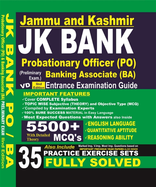Vinod J&K Bank - Banking Associates (BA), Probationary Officer (PO) Book ; VINOD PUBLICATIONS ; CALL 9218219218