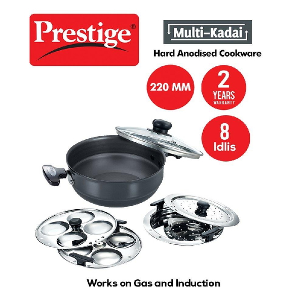 Prestige Hard Anodised Plus Cookware Gas & Induction Base Roti Tawa Black,  225mm