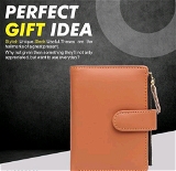 Leather Women's Bi-Fold Women Fashion Card Coin Holder Ladies Small Purse Clutch Wallet - Tangerine