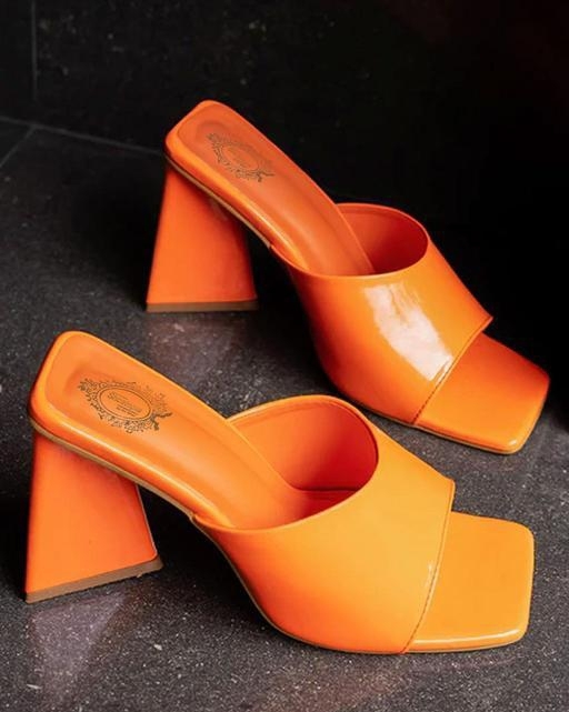 Orange Color Triangle Heels - IND-4
