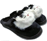 Winter Cute Cat Furr Slipper - IND-7, Black