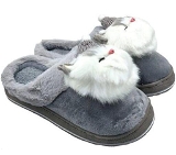 Winter Cute Cat Furr Slipper - IND-4, Gray