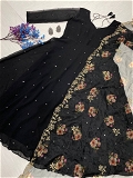 Designer Gown With Dupatta - Black, L