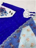 Designer Gown With Dupatta - Blue, M