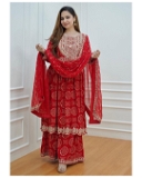 Designer Sharara Suit - Red