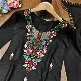 Black Rayon Embroidery Suit - XL