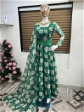Organza Silk Digital Printed Gown With Dupatta - XL
