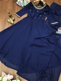 Handwork Gown With Dupatta - Navy Blue, S