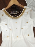 Handwork Gown With Dupatta - White, XXL