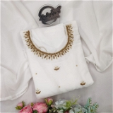 Handwork Gown With Dupatta - White, XXL