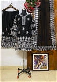 Heavy Embroidery Plazzo Suit - Black