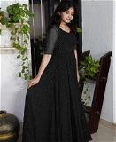 Georgette Gown With Overcoat - XL, Black