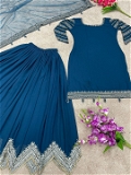 Latest Designer Sharara Suit  - Blue Stone