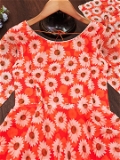 Floral Maxi Gown With Dupatta - Flush Orange, S