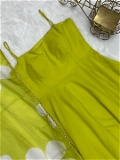 Simple Gown With Floral Dupatta - M, Neon