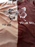 Dual Shade Butterfly Oversized T- Shirt - Bourbon, M