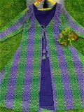 Bandhani Printed Kurti With Jacket - Purple, XXL