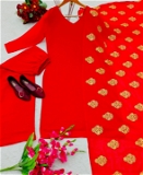 Simple Kurti With Pent Plazzo Set - Red, XL