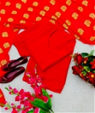 Simple Kurti With Pent Plazzo Set - Red, XL