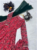 Floral Gown With Bottom and Dupatta Set - XL