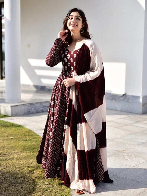 Beautiful Anarkali Gown With Dupatta - L