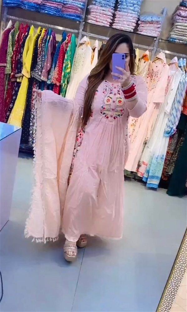 Selfie Designer Heavy Gown with Bottom and Dupatta Set