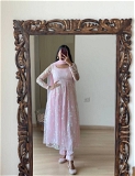Designer Net Anarkali Suit - Pink, L