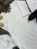 White Color Cotton Thread Work Plazzo Suit - L