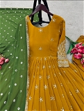 Georgette Gown With Bottom and Dupatta Set - XXL