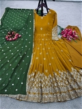 Georgette Gown With Bottom and Dupatta Set - XXL