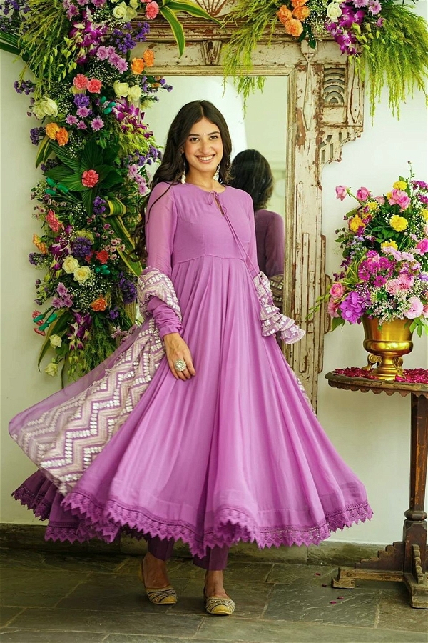 Anarkali Gown With Bottom And Dupatta Set - M