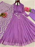 Anarkali Gown With Bottom And Dupatta Set - XL
