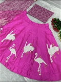 Pink Color Simple Lehenga With Canvas