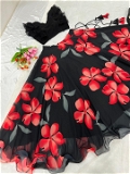 Ready To Wear Crop Top Floral Lehenga Choli - Black