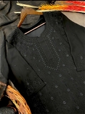 Black Color Lucknowi Embroidery Work Suit - XL