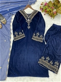 Alia Bhatt Style Velvet Embroidery Work Suit - XL