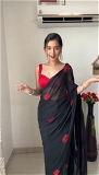 Barbie Ready To Wear Saree With Unstiched Blouse Piece - Black