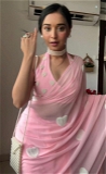 Barbie Ready To Wear Saree With Unstiched Blouse Piece - Pink