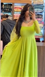 Simple Neon Full Sleeves Gown With Dupatta - XXL
