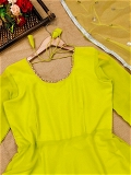 Simple Neon Full Sleeves Gown With Dupatta - XXL