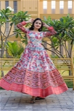 Designer Silk Kalamkari Gown - M