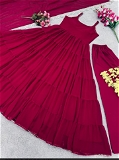 10 mtr Heavy Flair Anarkali Gown With Bottom And Dupatta Set - Maroon