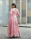 Organza Floral Gown With Dupatta Set - XL