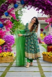 Green Color Rayon Fabric Gown With Dupatta Set - M
