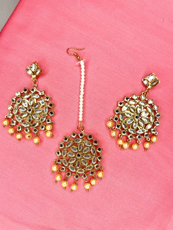 Zoya Earings Tikka Set (golden) - golden