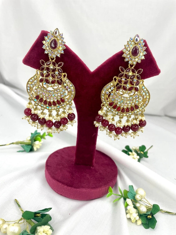 Neha Earings - Mehroon