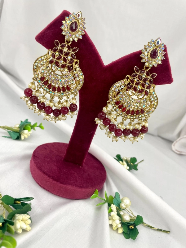 Neha Earings - Mehroon