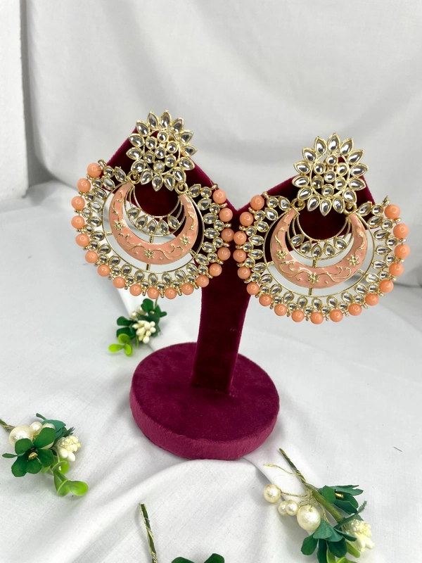 Shenaz Big Earings - Peach