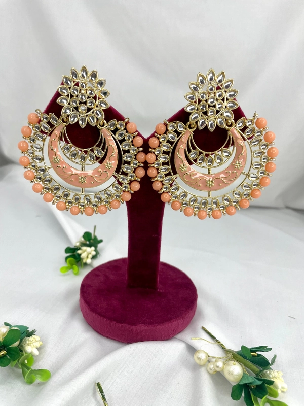 Shenaz Big Earings - Peach